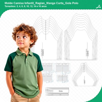 Molde Camisa Infantil_Raglan_Manga Curta_Gola Polo_mod01