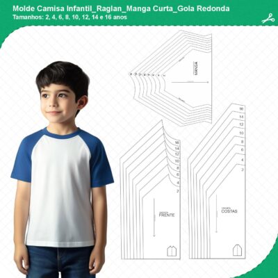 Molde Camisa Infantil_Raglan_Manga Curta_Gola Redonda_mod01