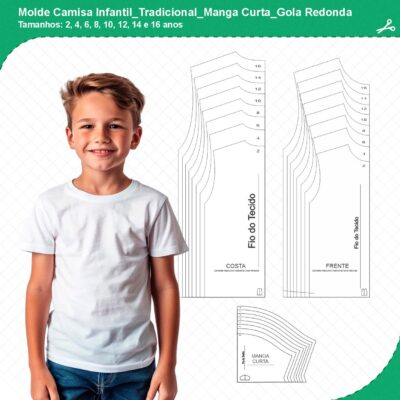 Molde Camisa Infantil_Tradicional_Manga Curta_Gola Redonda_mod01