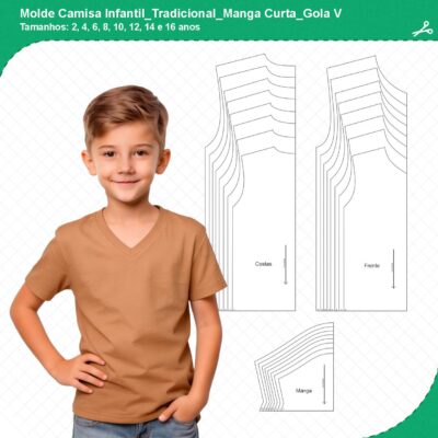 Molde Camisa Infantil_Tradicional_Manga Curta_Gola V_mod01