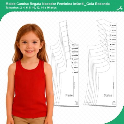 Molde Camisa Regata Nadador Feminina Infantil_Gola Redonda_mod01