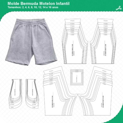 Molde Bermuda Moleton Infantil_mod01