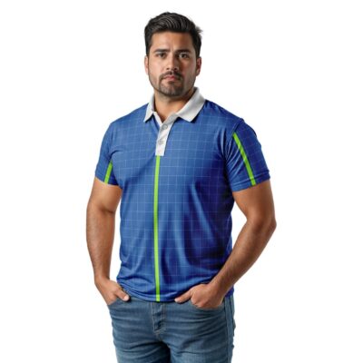 Mockup Camisa Tradicional-Masculina-Manga Curta-com Pessoa-Modelo 029